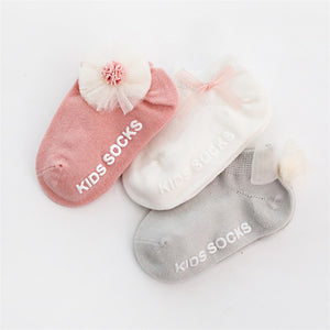 1D 3 Pairs/Lot Spring Summer Non-slip Soft Cotton Baby Girls Socks Stockings