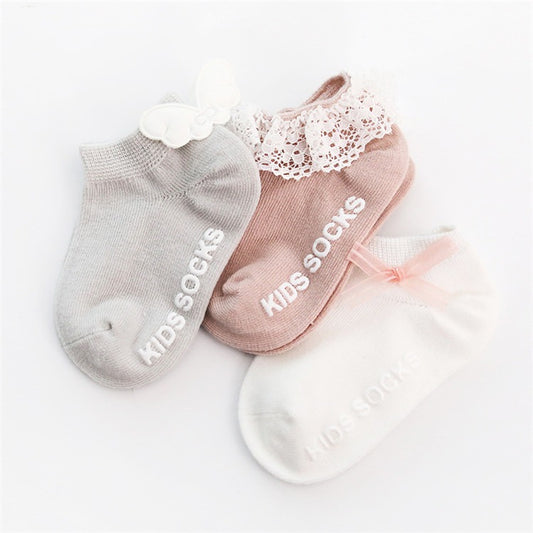 1D 3 Pairs/Lot Spring Summer Non-slip Soft Cotton Baby Girls Socks Stockings