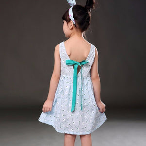 A Girls Dresses Flower Print Sleeveless Clothes Princess Elegant