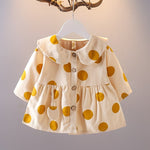 1C Girls long sleeve shirt collar polka dot dress children's clothing autumn Girls' skirts
