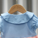 1C New Summer Baby Girls Dresses Casual Cute Denim Skirt Princess Tutu Bowknot Mesh Kids Dresses 1-4 Years Old