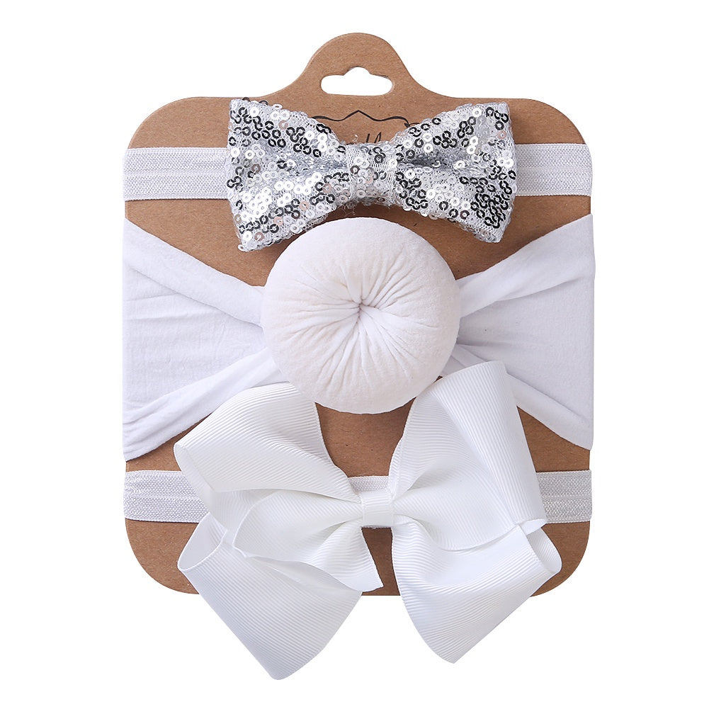 1E 3Pcs Set Baby Headband Cute Nylon Elastic Turban Infant Headband For Baby Girl Boy