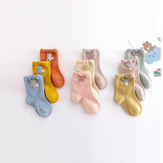 1C 3Pairs children's socks loose mouth cartoon accessories baby newborn infant socks for kid boy & girl