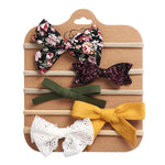 1E Set of 5 Lovely Floral Bow Headbands for Girls with Soft Elastic, Perfect for Newborns, Toddlers, and Princesses