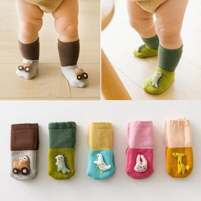 1J Soft Cotton Baby Girls Socks Newborn Cartoon Baby Socks Infant Baby Boy Socks Anti Slip Floor Sock
