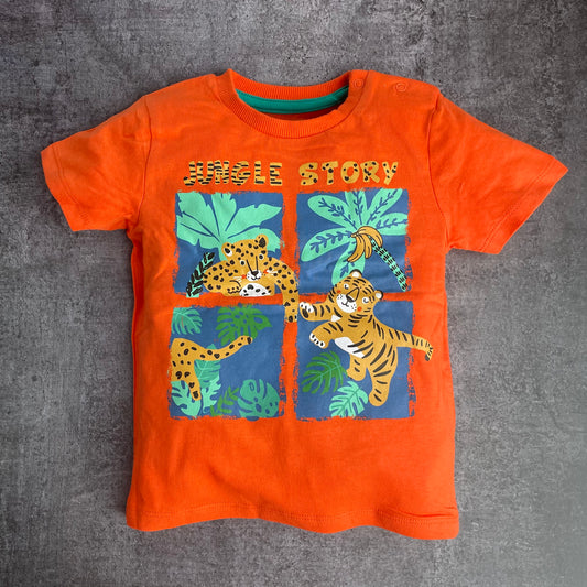 Half Sleeves Biowashed Tee Jungle Print