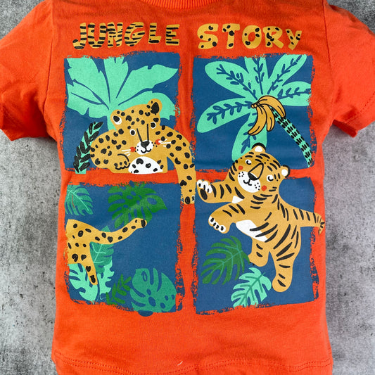 Half Sleeves Biowashed Tee Jungle Print