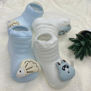 3S 2 Pairs Slip Socks Cartoon Animal Decor Anti-skid Skin Friendly Baby Floor Sock Sweat Absorption