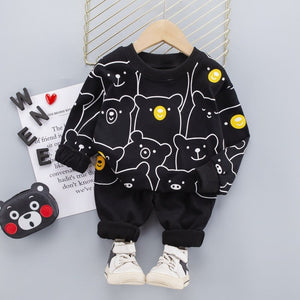 1C Toddler Children Clothes Suits Spring Baby Girls Boys Sport Clothing Cartoon Bears Kids T Shirt Jeans 2Pcs/Sets Infant Costume