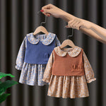 1C Girls skirt and sweater set, woolen two-piece set, long sleeves, knitted clothes for 1-5 years old children