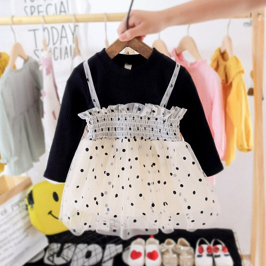 2022 Autumn New Style Lapel GIRL'S Long-sleeved Dress Baby Korean-style Children Princess Dress a Generation of Fat