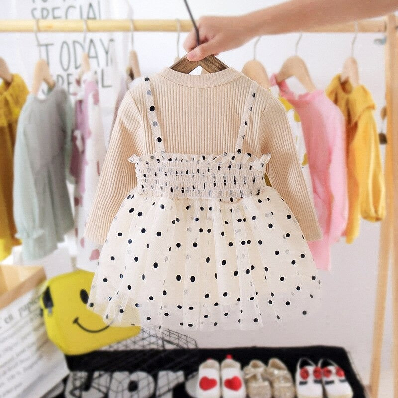 2022 Autumn New Style Lapel GIRL'S Long-sleeved Dress Baby Korean-style Children Princess Dress a Generation of Fat