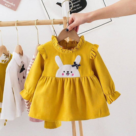 2023 Embroidered Baby Kid Girl Dress Spring Autumn Princess Dress Lovely Cotton Long-sleeved Girl Clothing Tutu Rabbit A-line Dresses