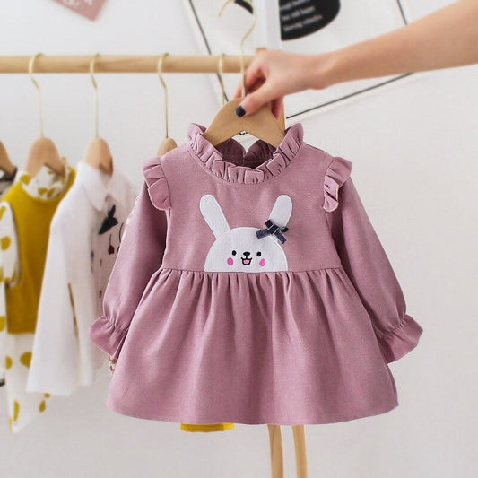 2023 Embroidered Baby Kid Girl Dress Spring Autumn Princess Dress Lovely Cotton Long-sleeved Girl Clothing Tutu Rabbit A-line Dresses