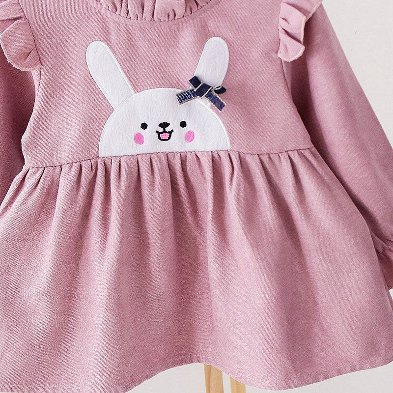2023 Embroidered Baby Kid Girl Dress Spring Autumn Princess Dress Lovely Cotton Long-sleeved Girl Clothing Tutu Rabbit A-line Dresses