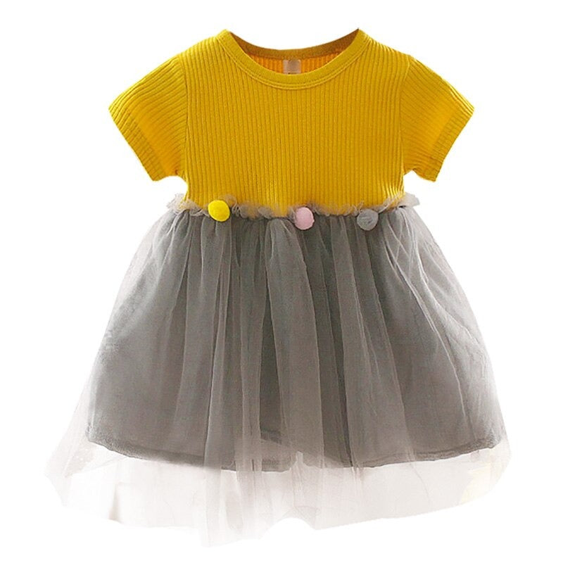 1C New Girls Mesh Princess Dress 1-3 Years Old Kids Wedding Party Clothes