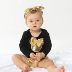1G Golden 4pcs Set Baby Girl Clothing Sets Newborn Girls Romper + PP Pants + Headband + Shoes Kids Clothes  New Baby Costumes