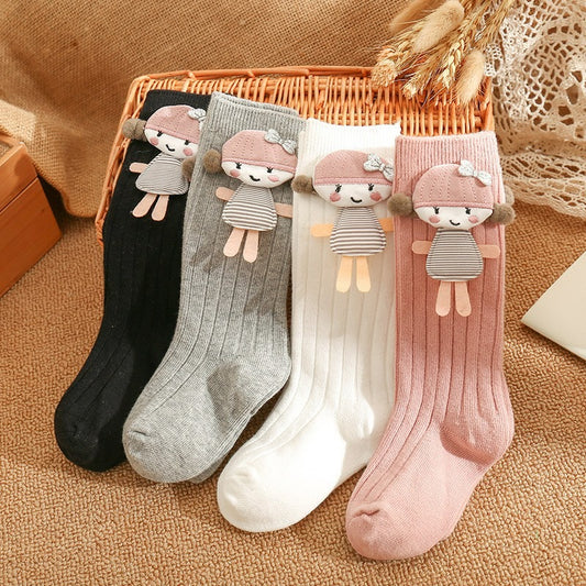 1C Children's Doll Socks Knee-Length Girl Baby Socks Pure Pigment Color Girl Socks Newborn Cotton Socks Baby Clothes