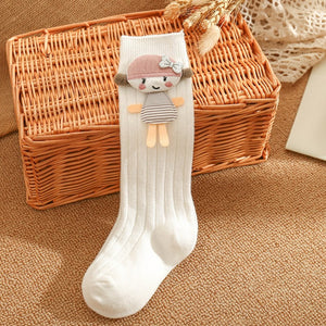 1C Children's Doll Socks Knee-Length Girl Baby Socks Pure Pigment Color Girl Socks Newborn Cotton Socks Baby Clothes