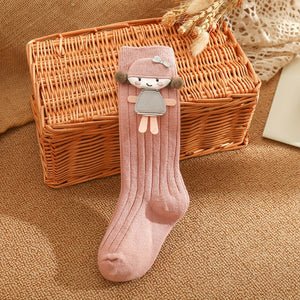 1C Children's Doll Socks Knee-Length Girl Baby Socks Pure Pigment Color Girl Socks Newborn Cotton Socks Baby Clothes