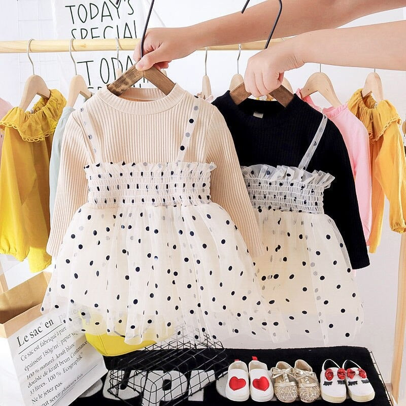 2022 Autumn New Style Lapel GIRL'S Long-sleeved Dress Baby Korean-style Children Princess Dress a Generation of Fat