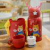 Cartoon Children's Insulated Water Cup Portable with Straw Strap Antler Cover Cute Insulated Water Bottle Children Cup 500ML