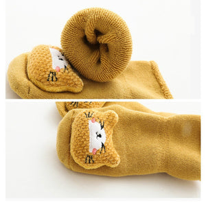 1D Thick Plush Baby Kids Toddler Socks Newborn Cartoon Non-slip Stockings Keep Warm