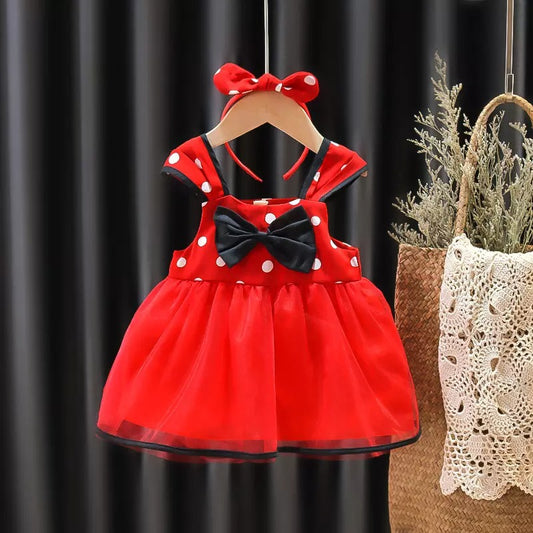 2023 Cute skirt cartoon summer suspender princess dress with hair hoop