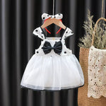 2023 Cute skirt cartoon summer suspender princess dress with hair hoop