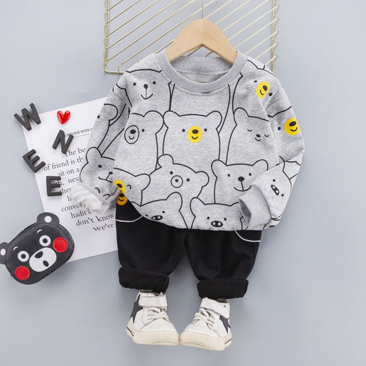 1C Toddler Children Clothes Suits Spring Baby Girls Boys Sport Clothing Cartoon Bears Kids T Shirt Jeans 2Pcs/Sets Infant Costume